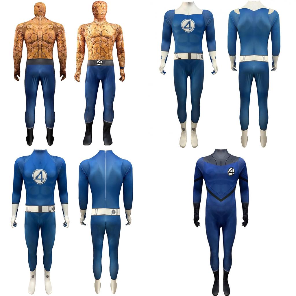 Costume Cosplay Fantastici Quattro per Adulti in Tessuto Morbido per Feste a Tema Supereroi
