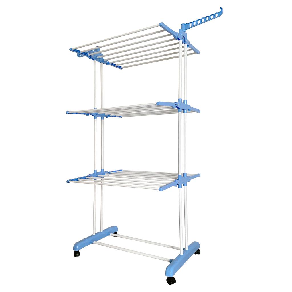 Tendedero Plegable Vertical XXL con ruedas 4 niveles con Alas Plegables 169x77x64 cm
