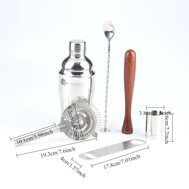 7PCS/set Stainless Steel Cocktail Shaker Set Bar Tools with Mixing Cup Professional Bartender Kit for Home Kitchen Pub