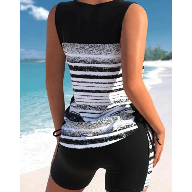 Damski strój kąpielowy dwuczęściowy z rozcięciem, strój kąpielowy z wysokim stanem