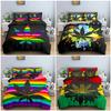 3D Digital Printing Bedding Colorful Leaf Quilt Cover Three-Piece Home Textile Model