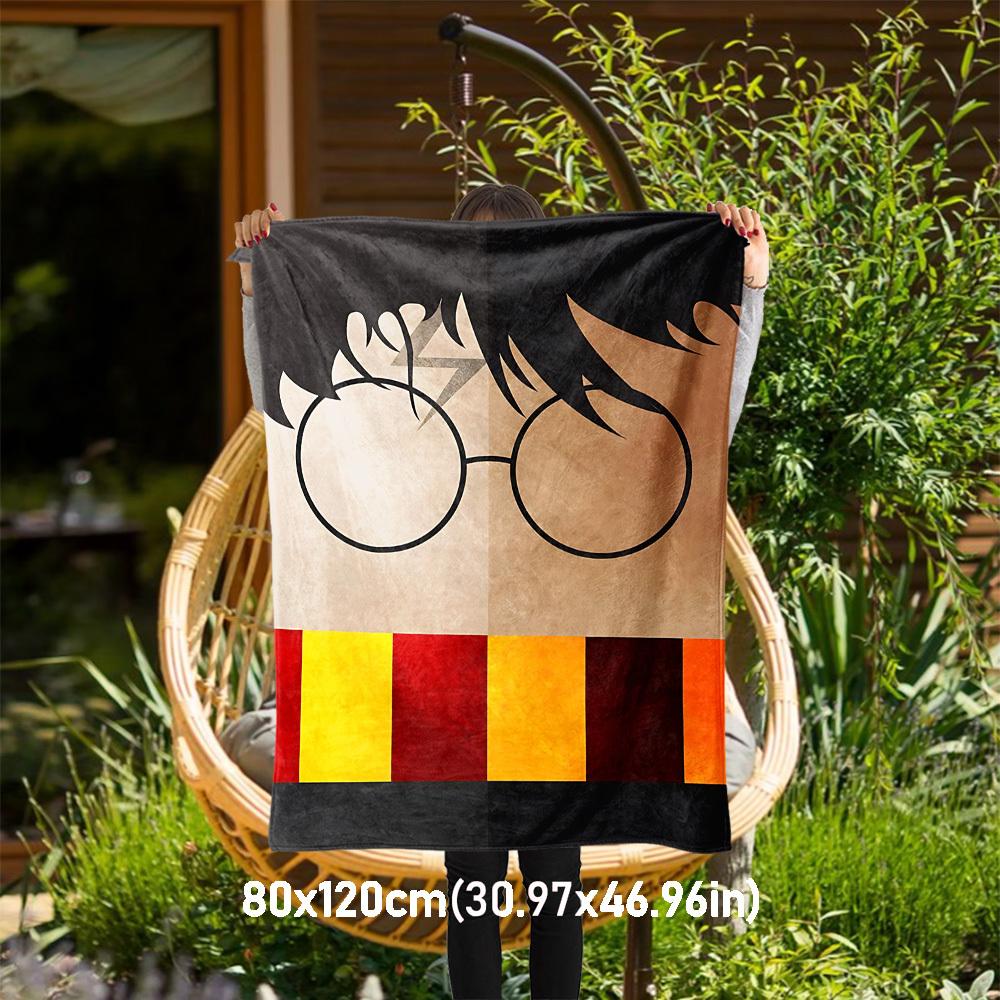 

1pc Harry Potter glasses Gryffindor Outdoor Flannel Throw Blanket All Season Soft Warmth,Home Decor 1031070 80x120cm