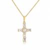 Xiyin Zircon Cross Necklace Women'S Light Luxury Personality Versatile Bright Pendant Collarbone Chain Accessories