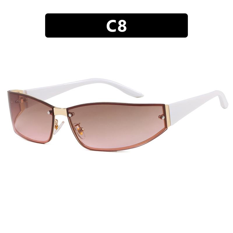 YK frameless riveted sunglasses new technology street show sunglasses fashion European and American sunglasses