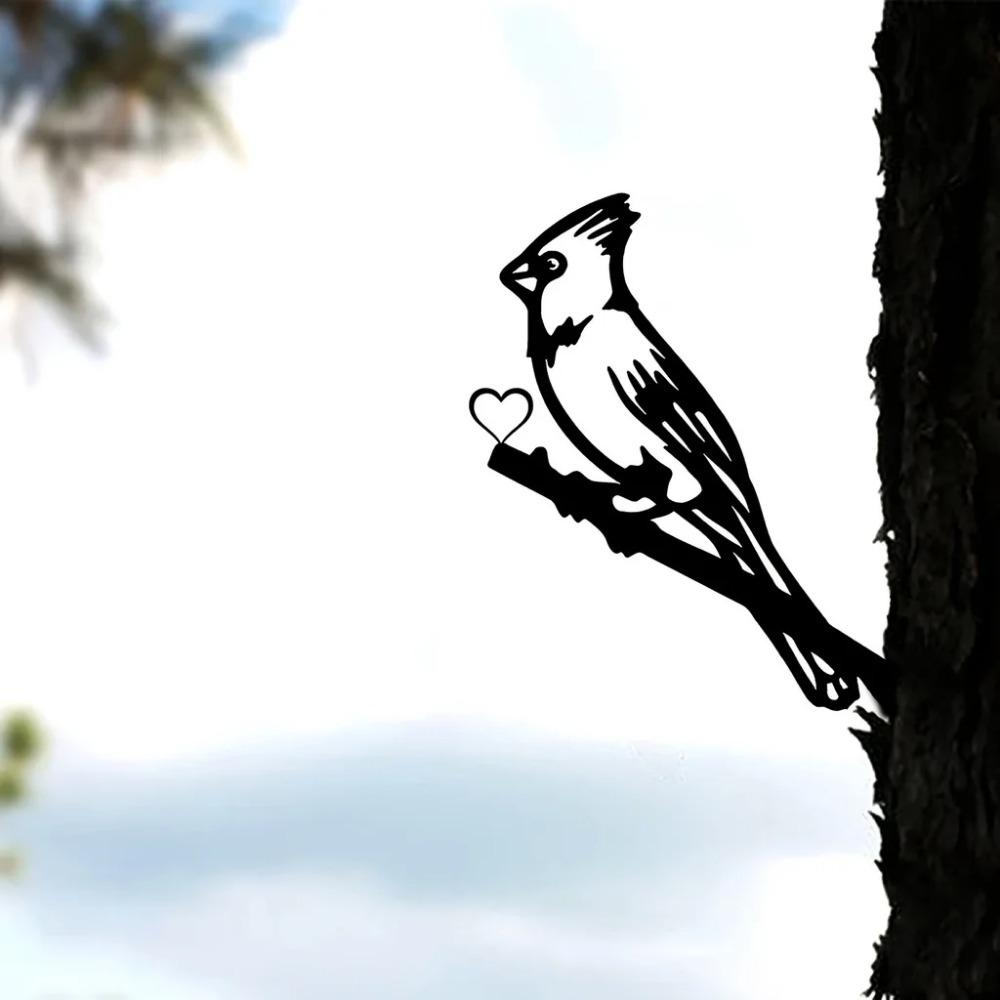 1pc Metal Swallow and Pileated Woodpecker Tree Art Decoration - Outdoor Metal Yard Art for Garden Party Décor