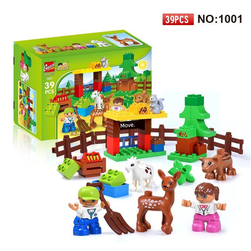 

Large Particles Rayman Jungle Run Chinese Building Blocks Toys Children Educational Assembly Farm Animals Gifts for Boys and Girls Suit 1001 Happy Zoo (gift box)(39 pieces)