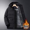 Herren Winter Mittellange Verdickte Baumwolljacke für Mittleren Alters & Ältere mit Zusätzlichem Fleece