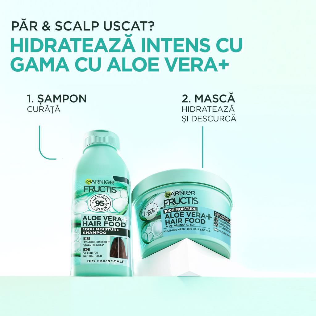 Garnier Fructis Hair Food Aloe Vera Haarmaske 390 ml, Intensive Feuchtigkeit für trockenes, geschädigtes Haar, Leave-In Conditioner