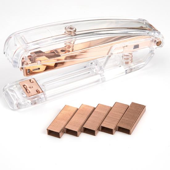 Transparent Desktop Stapler Labor-Saving Heavy Duty 25-sheet Capacity Anti-Slip Base Prevents Staple Jams One-finger Stapler School Office Supplies