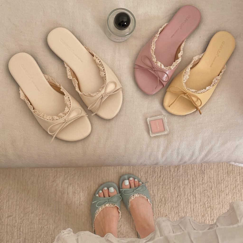 Fairy Wind Non-slip Flat-bottomed One-word Slippers for Summer Wear with Skirts and Cool Slippers