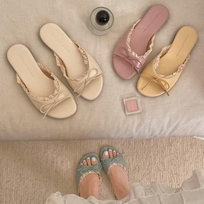 Fairy Wind Non-slip Flat-bottomed One-word Slippers for Summer Wear with Skirts and Cool Slippers