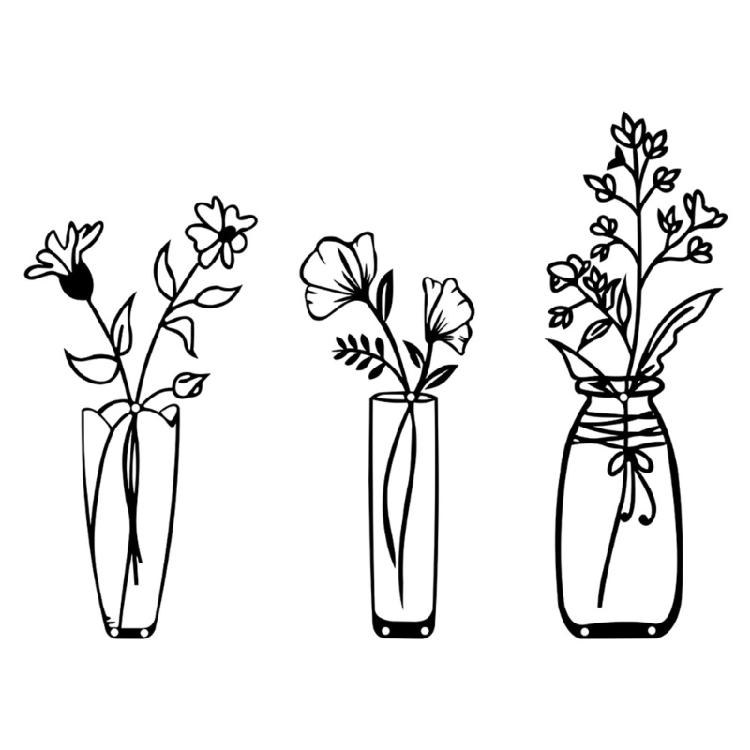 Metal Flower Vase Wall Decorations, Metal Flower Vase Wall Arts Sign Metal Decorations
