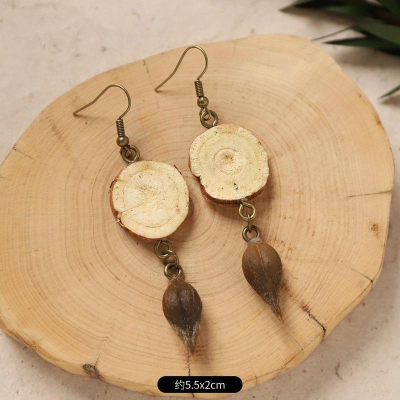 Original Design Traditional Chinese Medicine Plant Earrings Retro Literature Natural Fruit Handmade Long Earrings Women