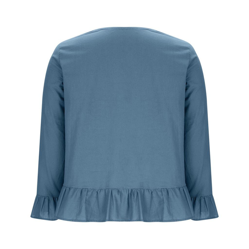 Women's Fashionable V-neck Solid-color Pullover Casual Top