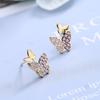Butterfly Compact Fashion Zirconia Sparkling Classic Stud Earrings for Women Dazzling Female Elegant Accessories Timeless Jewelry