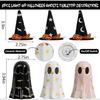3pcs Ghost Halloween Decorations, Resin Halloween Ghost Interior Decorations, Ghost Decorations with Witch Hat, Suitable for Autumn Halloween Home Dec