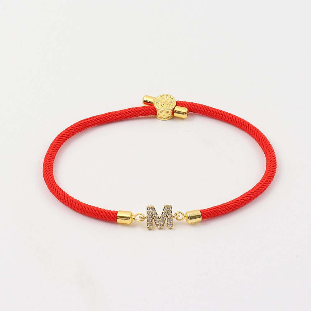 Initial 26 Letters Micropaved Zirconia A-Z Bracelets For Women Handmade Baided Rope Adjustable Bracelet Friendship Jewelry Gifts