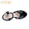 Women's Sandals Summer New Shiny High-heel Women Sandals Roman Fashion Open Toe Sandals for Ladies