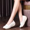 Primavera e outono de 2025 novo salto plataforma sola grossa sola macia sapatos de mãe muffin casuais sapatos brancos pequenos bico baixo sapatos de um só tom mocassins femininos
