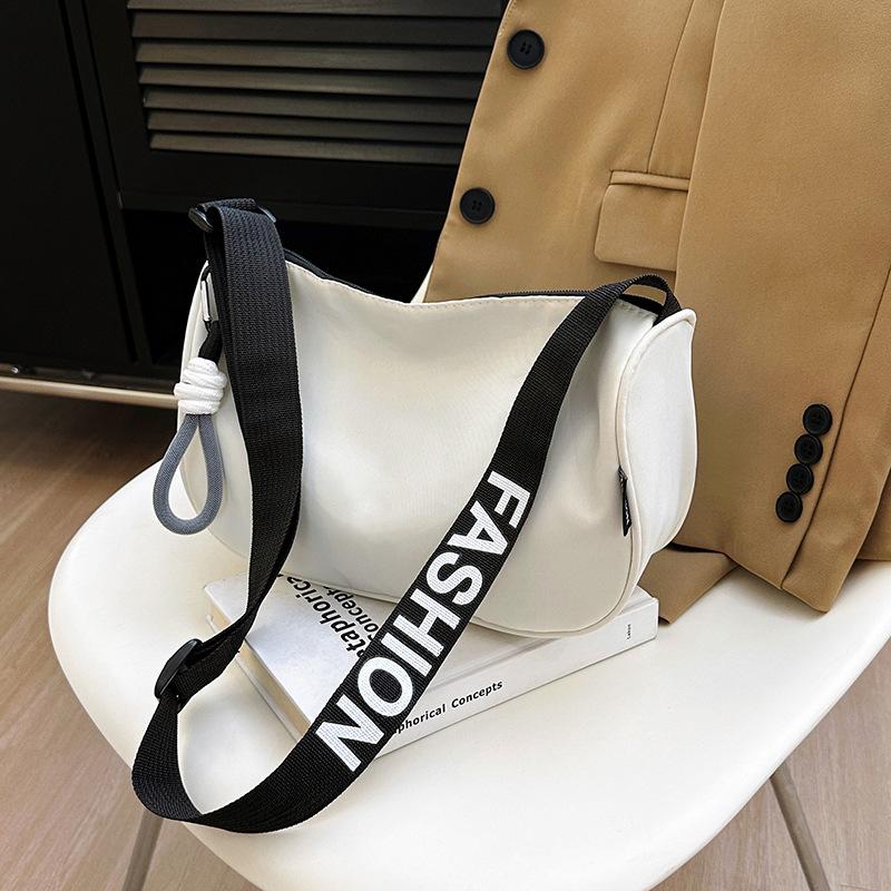 Large Capacity Nylon Shoulder Bag Women s Fashion Versatile Wide Shoulder Strap Letter Crossbody Dumpling Bag Premium Crossbody Bag