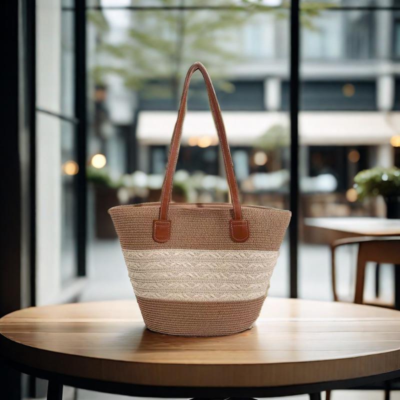 Strohtasche Damen Sommerwind neu Strand Meerseite Outdoor Urlaub Großraum Schultertasche