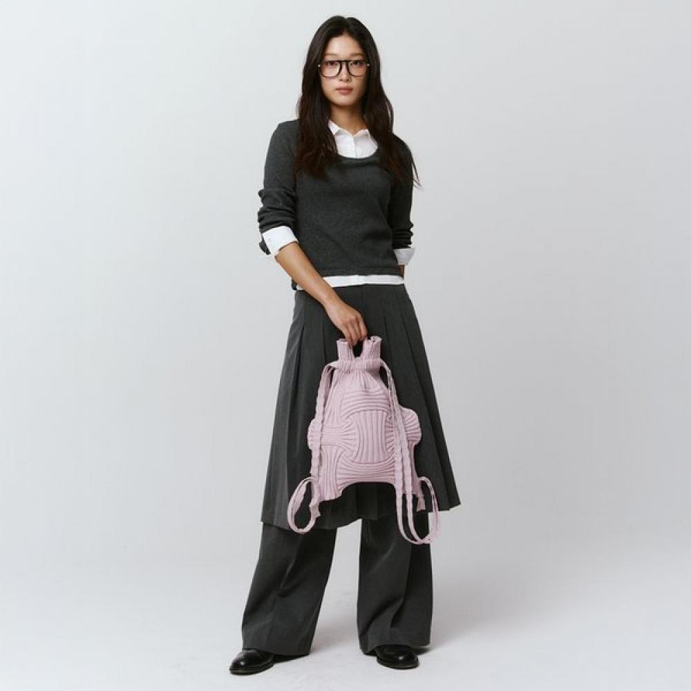 Pleatsmama Glitter Pale Pink New Bow Backpack