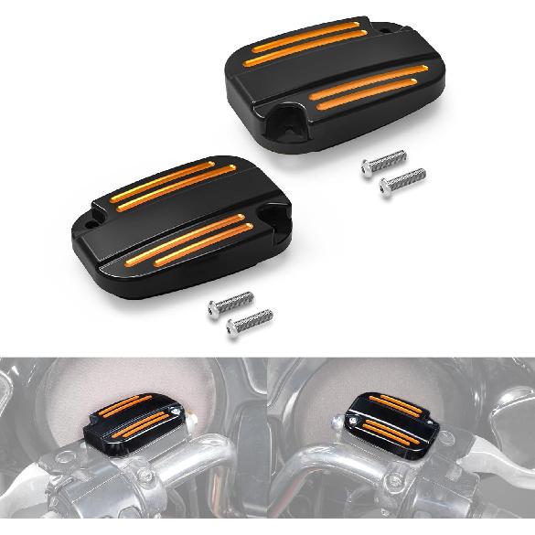 NICECNC Black Left & Right Clutch Brake Reservoir Cover with Rubbers/Gaskets Compatible with Harley Electra Glide Standard FLHT 2019-2020,