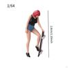 1/64 Miniature Figure Mini People Figurine Resin Skateboard Girl for Diorama Model