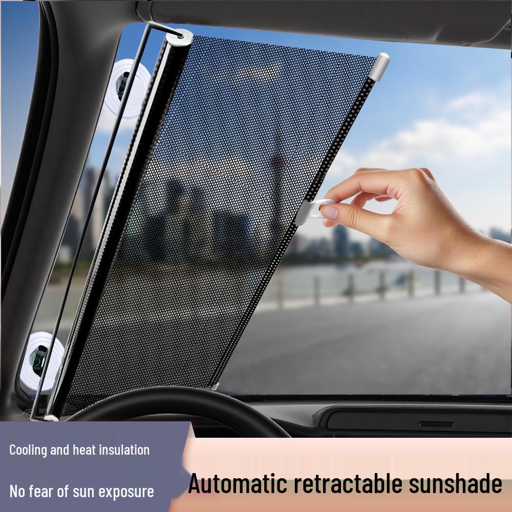 Automatic Retractable Car Windshield Sunshade Curtain - Heat Insulation & Sun Protection Roller Blind