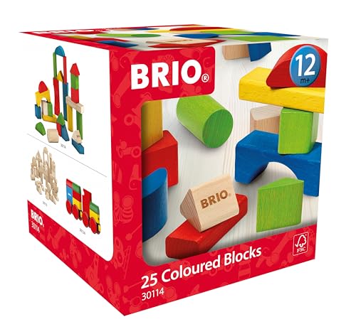 BRIO Color Blocks, 25 Pieces, 30114, for Ages 1+ [Toy, Wooden Toy, Gift (Birthday/Christmas)]