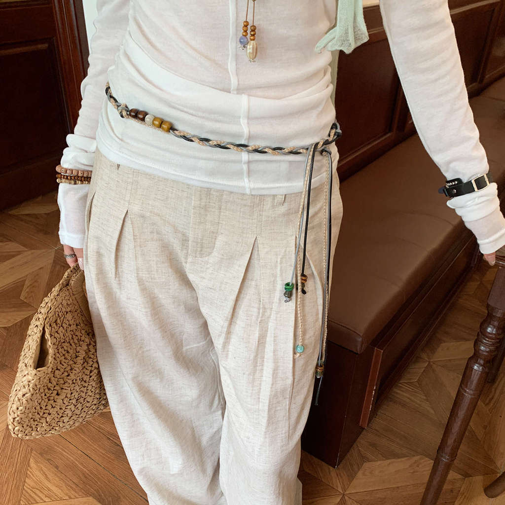 Bohemian Color Block Beaded Waist Belt For Women With Auto Buckle Summer