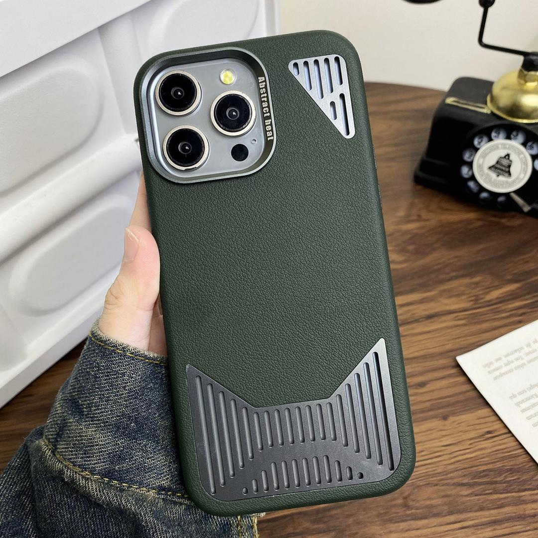 

Высококачественная кожа с теплоотводом Подходит для чехла для мобильного телефона Apple 15 ProMax IPhone 14 Магнитный дышащий защитный чехол iPhone12pro зелёный