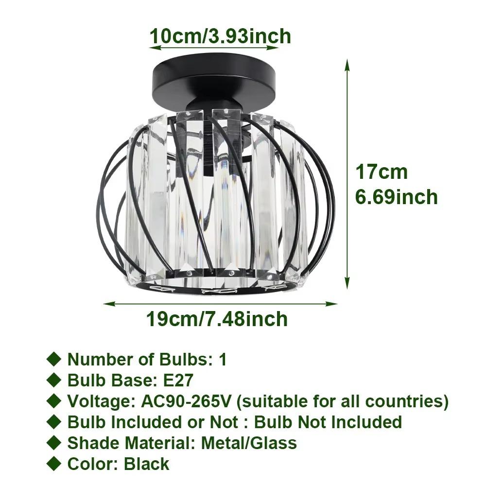 Modern Mini Ceiling Light European Style E27 Iron Semi Flush Mount for Home Gold Luxury Crystal Ceiling Lamp