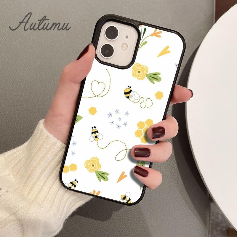 Bumble Bee Honeycomb Honey Phone Case for iPhone 11 12 13 14 Pro Max Mini XR XS SE 2020 6 7 8 Plus Samsung Galaxy S21 S22 Cover