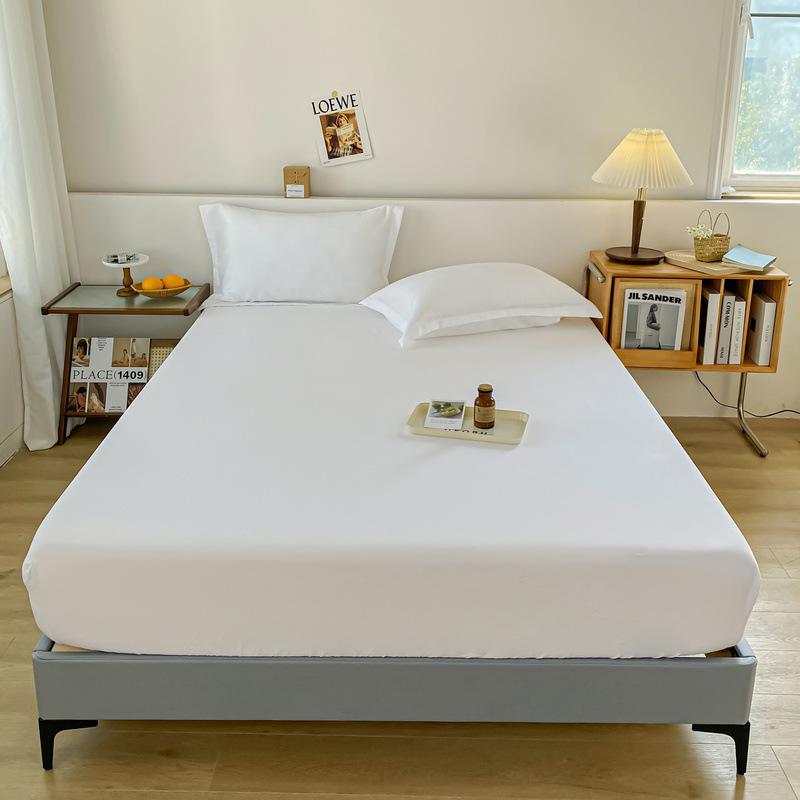 Plain Color Single Piece Washed Cotton Brushed Mattress Protector Dustproof Bed Cover