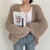 Plus-size Woman 2026 New Fashion Tide Loose Lantern Sleeve Knitted Cardigan Sweater Jacket Coat