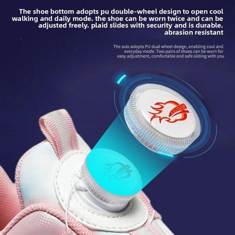 Racing Ice Skating Sneaker with Wheels NEW 4 Wheels Roller Skates Shoes for Boys and Girls LED Speed Roller Skates for Children