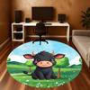 1pc Cow-Pastoral Scene Round Chair mat Area Rug - Non-Slip, Floor Mat for Office, Bedroom, home decor Christmas Gift p0811425