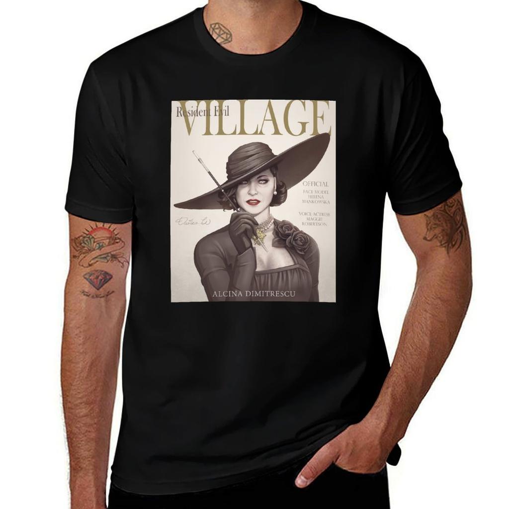 Lady Dimitrescu Magazine Cover Tshirt Simple Line Art Print Tee Tshirt