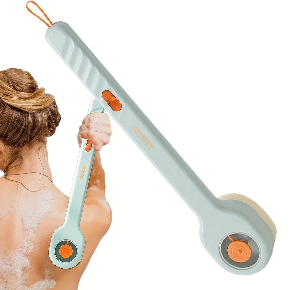 Flüssigbadbürste hinzufügen, Badbürste, Drückbadbürste, Unisex-Badbürste mit langem Griff, Rückenbürste mit weichen Borsten