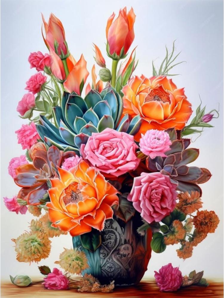 DIY Diamond Painted Flower Cactus Potted Plants Diamond Mosaic Embroidery Cross Embroidery Set Home Decoration Art Gifts 2024 5D