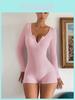 Pink-Schwarzer High-Waist Bodycon Jumpsuit Mit Knöpfen Für Aktive Kleidung