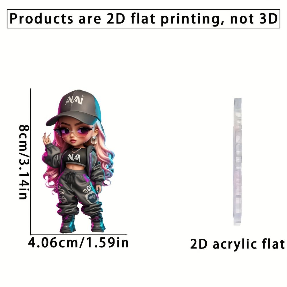2D Flat Acrylic Pendant - Locomotive Girl, Pendant for Cars, Backpacks, Keys - Universal Gift for All Occasions