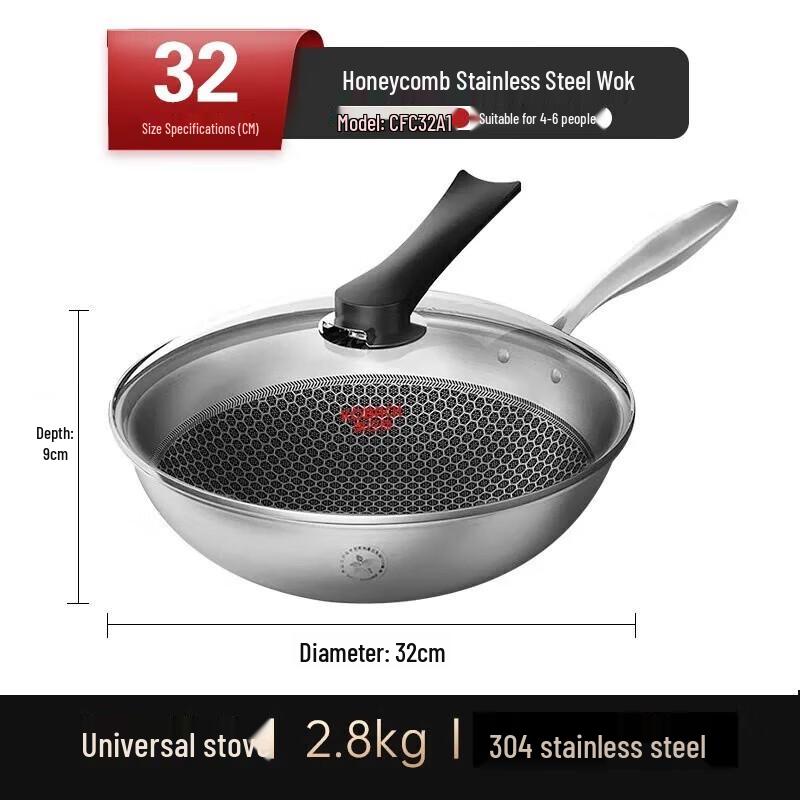 Kombach 32cm Honeycomb Non-stick Wok