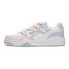 Li Ning Light Blue Thick Sole Height Increasing Non Slip Wear Resistant Lightweight Low Top Skate Shoes Women Sneakers White Pink AGCS252-11
