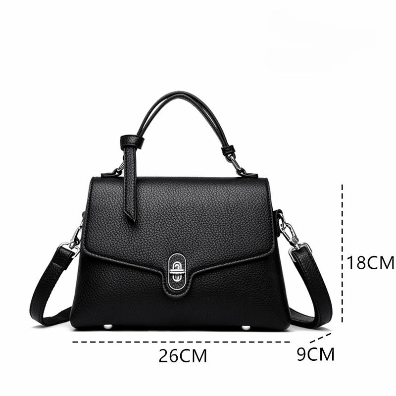 Women New Solid Color PU Leather Handbag Fashion Lock Design Large Capacity Shoulder Bag Lady Brand Crossbody Tote Messenger Bag