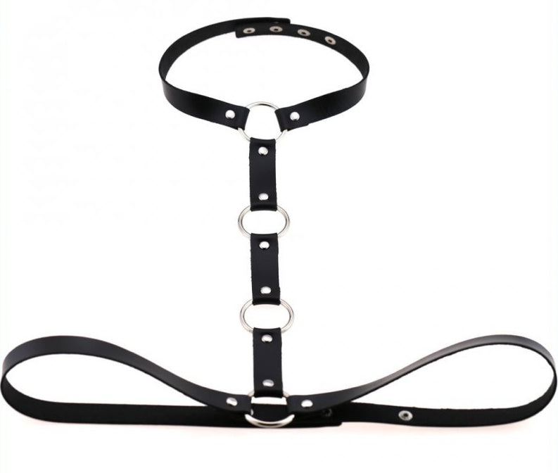 Collier + Ceinture Waist Neck Noir - Kinky Party - Harnais Femme