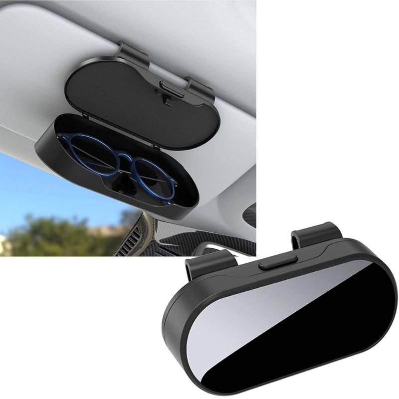 Mirror Glossy Multifunctional Glasses Case, Car Sunshade, Glasses Clip Card, 2-In-1 Storage Box, High-End Sunglasses Holder