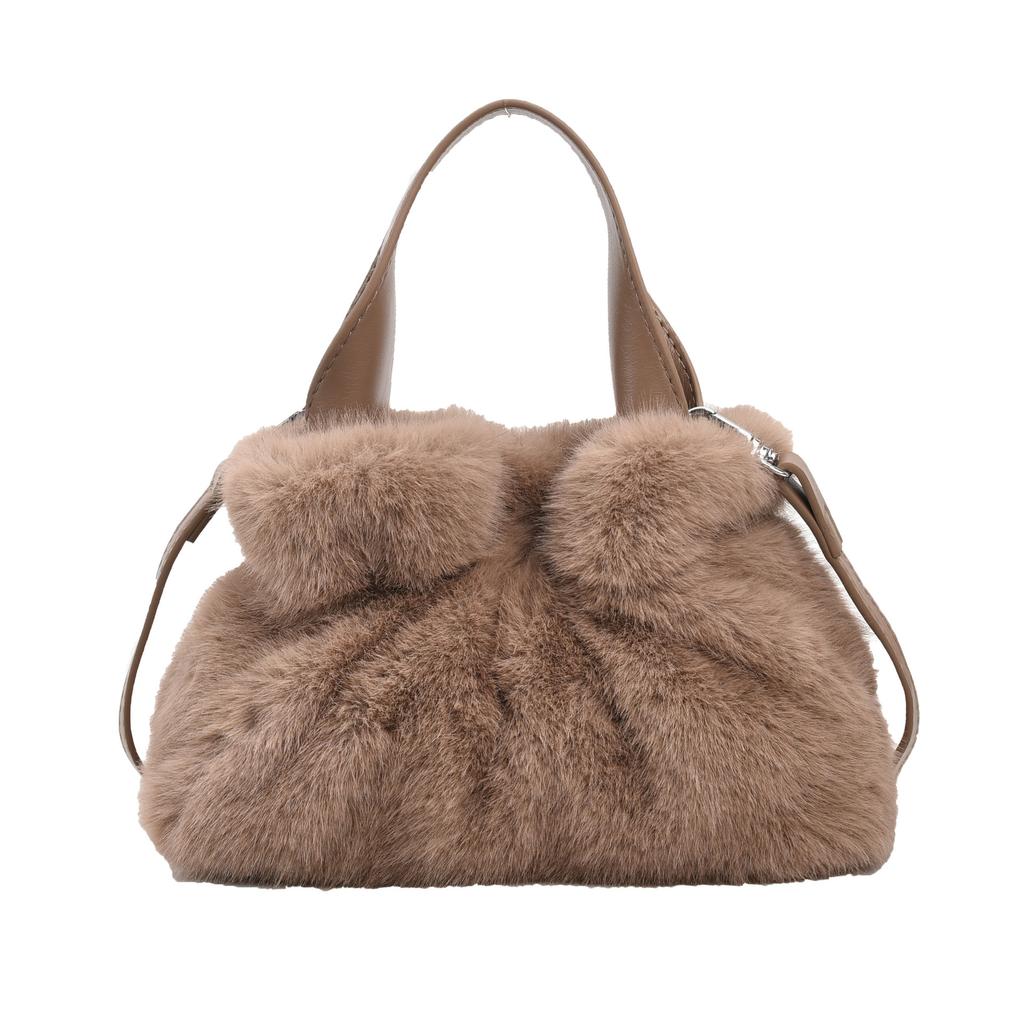 Wholesale pleated handbag bag autumn and winter 2025 new women's shoulder crossbody plush bag niche bucket bag