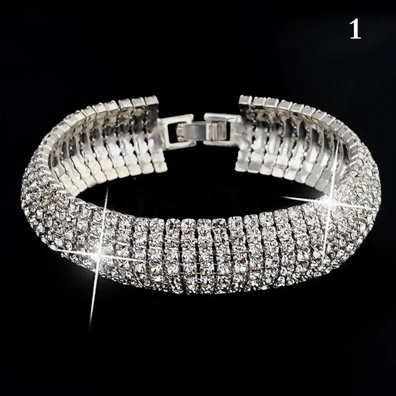 Women Summer Fashion Charm Crystal Rhinestone Cuff Bracelet Bangle Jewelry Gift Hot Sale Accessories Creative Birthday Gifts